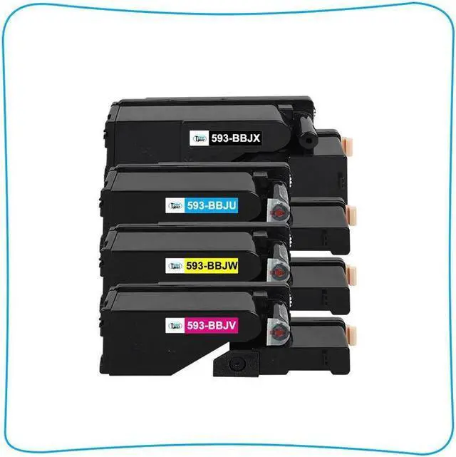 Alt view image 4 of 5 - 4 Pack Color 593-BBJX Toner Cartridge Compatible With Dell E525W Printer