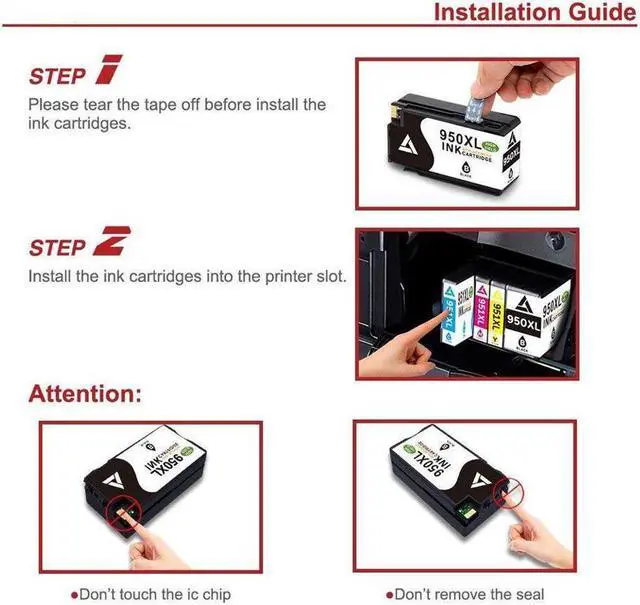 Alt view image 4 of 5 - 4PK New Chip 950XL 951XL Ink Cartridge For Officejet Pro 8610 8615 8620 8625
