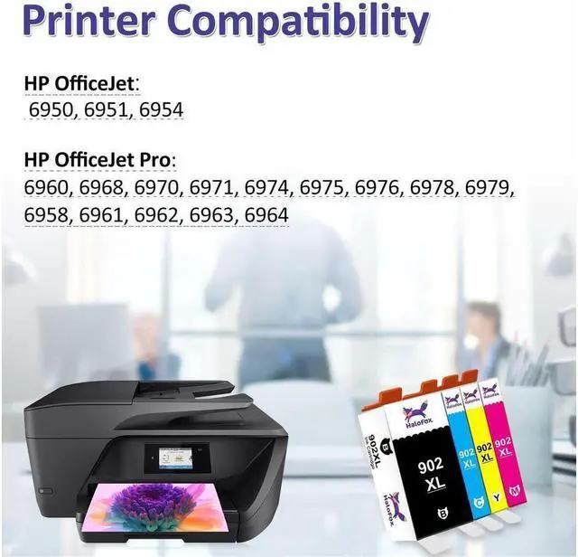 Alt view image 2 of 5 - 4 Pack 902XL Ink Cartridge for OfficeJet Pro 6951 6958 6960 6970 6975 Printer