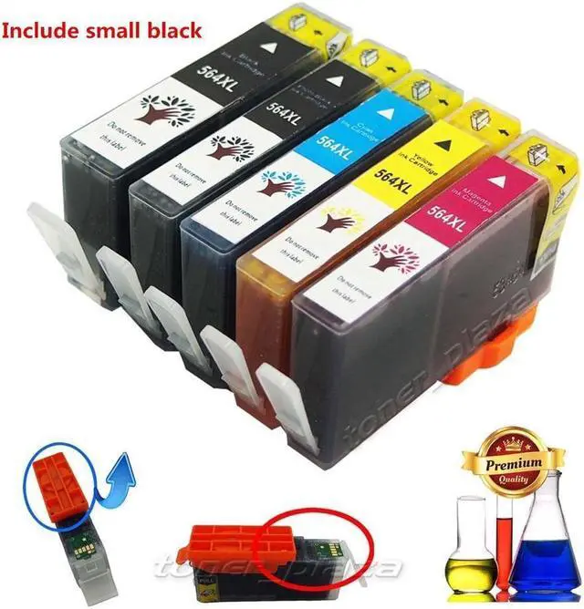 Main image of 5 PK High Yield For 564XL 564 XL Ink Cartridges Black/Color Set With New Chip