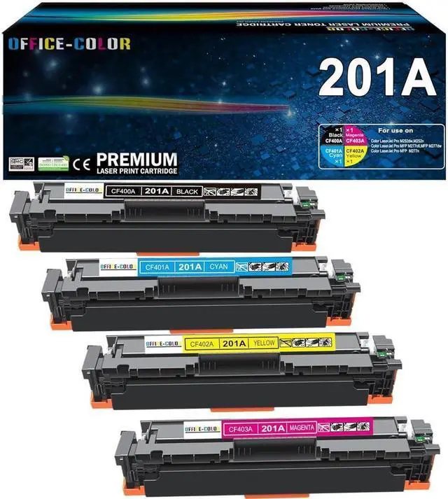 Main image of 201A Black, Cyan, Magenta, Yellow Works with Color Laserjet Pro MFP M277dw M252dw M277n M277c6 M252n M277 Printer Toner (CF400A CF401A CF402A CF403A )