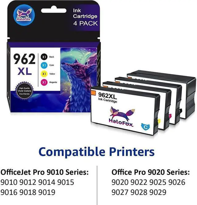 Alt view image 2 of 5 - 962XL 4PK Ink Cartridge for OfficeJet Pro 9010 9015 9016 9018 9020 9025 9019