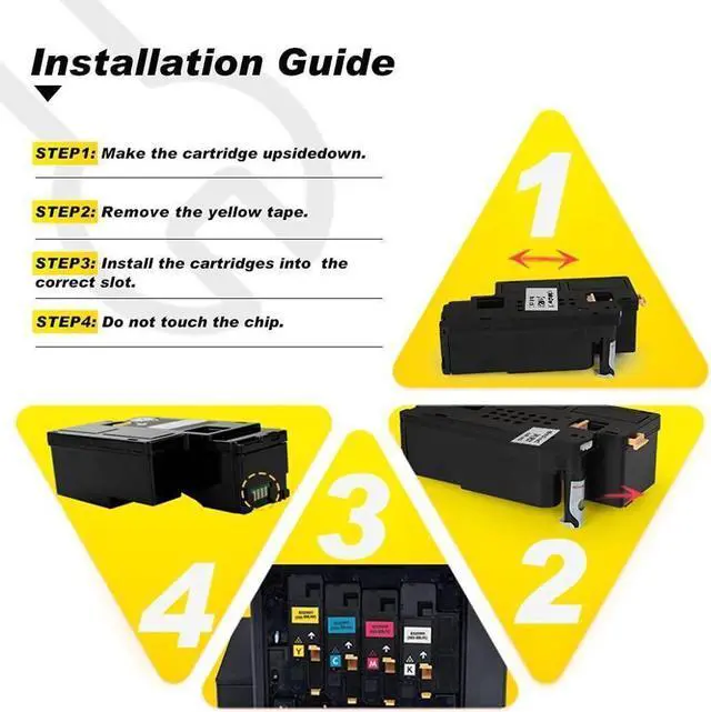 Alt view image 3 of 5 - v4ink High Yield Compatible Toner Cartridge Replacement for Dell 1250 810WH C5GC3 XMX5D WM2JC (KCMY, 4-Pack) for use in Dell 1250c Dell C1760nw 1350cnw 1355cn 1355cnw C1765nf C1765nfw Printer