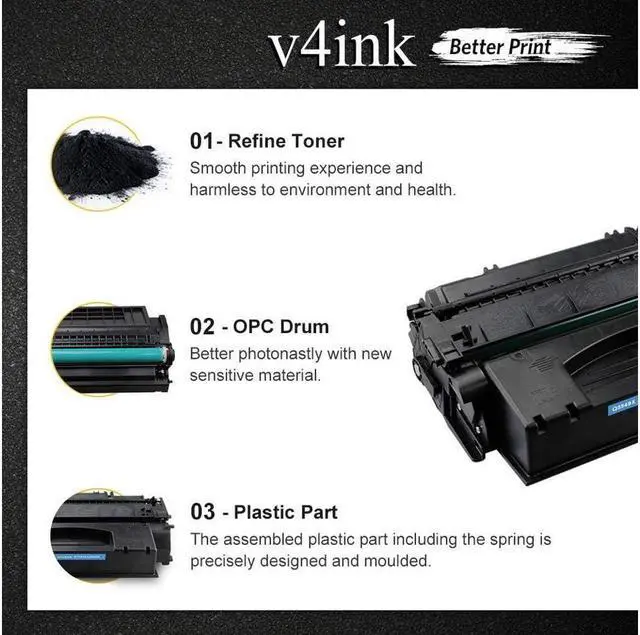 Alt view image 3 of 5 - v4ink High Yield Compatible 49X 53X Toner Cartridge Replacement  49X Q5949X 53X Q7553X for use in P2015dn P2015 P2015d 1320 1320n 3390 3392 M2727nf P2014 P2010 Printer (Black,2 Packs)