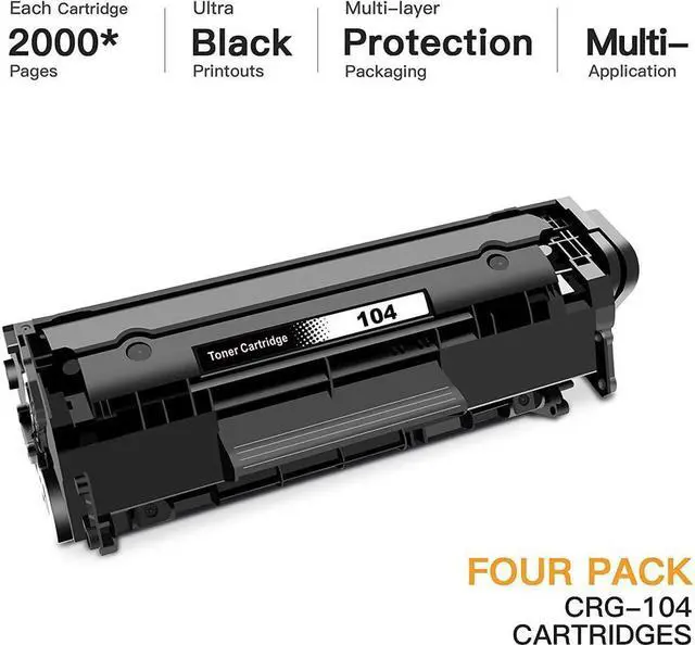 Alt view image 2 of 5 - E-Z Ink (TM) Compatible Toner Cartridge Replacement for 104 CRG-104 FX-10 FX-9 to use with FAXPHONE L90 L120 ImageClass D420 D480 MF4350d MF4150 MF4270 MF4370 MF4690 Printer (Black, 4 Pack)