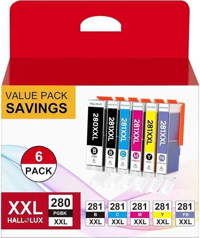 Main image of PGI-280XXL CLI-281XXL Ink Cartridges Replacement  280 281 XXL PGI-280XXL CLI-281XXL for TS8320 TS9120 TS8220 TS8120 TS9100 TS8300 TS8200 TS8222 TS8322 Printer 6-Pack(PGBK/PB/BK/C/M/Y)