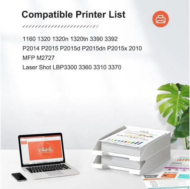 Alt view image 2 of 4 - v4ink Compatible 49A 53A Toner Cartridge Replacement  Q5949A Q7553A for use with 1320 1320n P2015dn P2015 P2015n 3390 3392 1160 P2014 M2727nf MFP Printer (Black,2 Packs)
