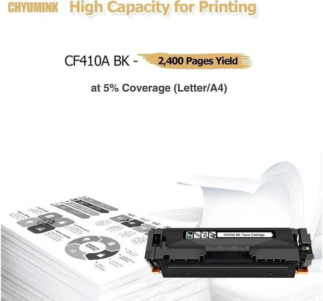 Alt view image 3 of 3 - 2 Pack Replacement CF410A 410A Black Compatible Toner Cartridges for use with Color Pro MFP M477fdn M477fdw M477fnw M452dn M452nw M452dw M377dw Series Printer