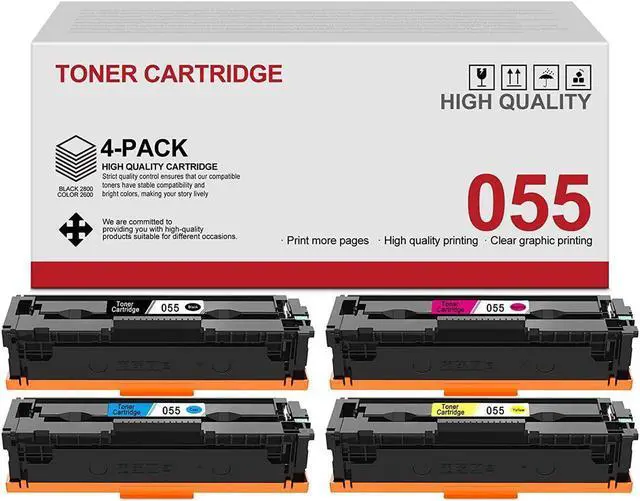 Main image of 4 Pack (1BK+1C+1M+1Y) 055 CRG-055 Toner Cartridge Replacement for ImageClass MF746Cdw MF740C MF745Cdw LBP664Cdw Printer with chip