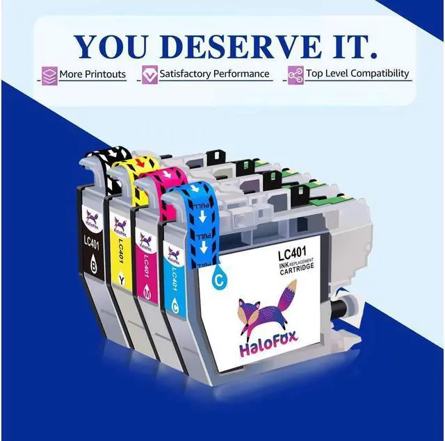 Alt view image 4 of 5 - 4Pc LC401 BK Color Ink Cartridge compatible with Brother MFC-J1010DW MFC-J1012DW