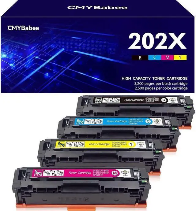 Main image of CMYBabee Compatible Toner Cartridges Replacement  202X 202A CF500A CF500X  Laserjet Pro M281fdw M254dw M254dn M254nw M281dw MFP M281fdn M281cdw M281 M254 (4 Packs)