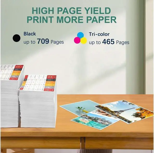 Alt view image 2 of 5 - 64XL Black/Color Ink Cartridges Replacement  64XL Ink Cartridge Combo Pack Remanufactured  64 Ink Works with Envy Photo 7858 7855 7155 7164 6255 Tango Series Printer (Black & Tri-color)