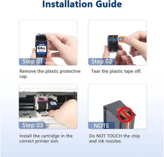 Alt view image 2 of 4 - 64XL Black Ink Cartridge High Yield Replacement  Ink 64 64XL Works with Envy Photo 7855 7858 7155 6252 7800 7100 Envy Inspire 7255e 7955e 7958e 7900e Tango Series Printer(2 Black)