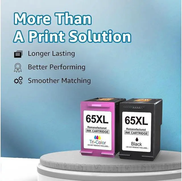 Alt view image 2 of 3 - 65xl Ink Cartridge Remanufactured  65 Ink Cartridges Black Color Combo Pack  Ink 65 XL Work with DeskJet 3755 3752 2655 3722 3758 2652 Envy 5055 5052 5058(1 Black, 1 Color)