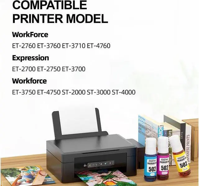 Alt view image 4 of 5 - FASTINK Compatible T502 502 Refill Ink Bottle Kit for ET-2760 ET-2750 ET-3750 ET-4760 ET-4750 ET-3760 ET-15000 ET-3710 ET-3700 ET-2700 ST-2000 ST-3000 ET-2803 Printer, 5-Bottle