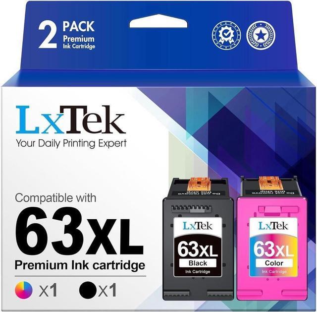 Main image of LxTek Remanufactured 63XL Ink Cartridges Combo Pack Replacement for 63 63XL to use with Officejet 5255 5258 5260 3830 Envy 4520 4516 DeskJet 1112 2132 3632 Printer Tray(Black, Color)