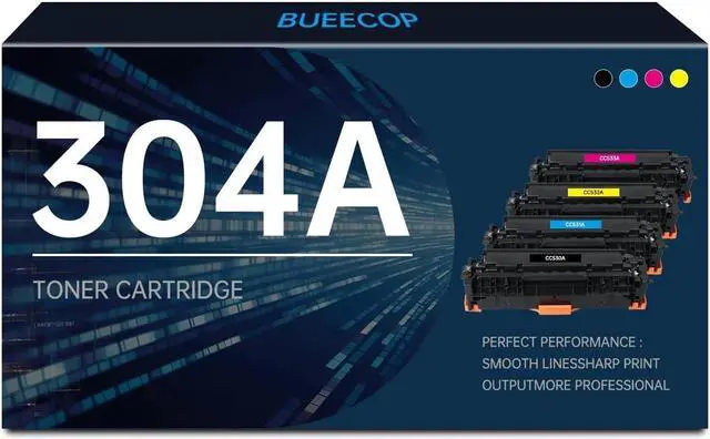 Main image of 304A Black Cyan Magenta Yellow Toner Cartridge Compatible with Color CP2025 CP2025n CP2025dn CP2025x CM2320n CM2320fxi CM2320nf MFP Printer | CC530A CC531A CC532A CC533A, 4 Pack