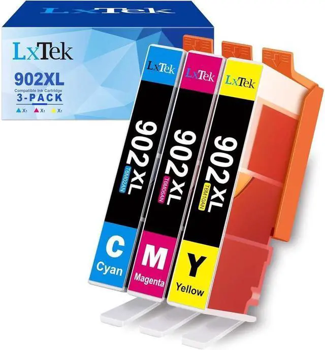 Main image of LxTek Compatible Ink Cartridge Replacement for 902XL 902 XL to use with Officejet 6978 6968 6962 6954 6975 Printers (1 Cyan 1 Magenta 1 Yellow, 3 Pack)