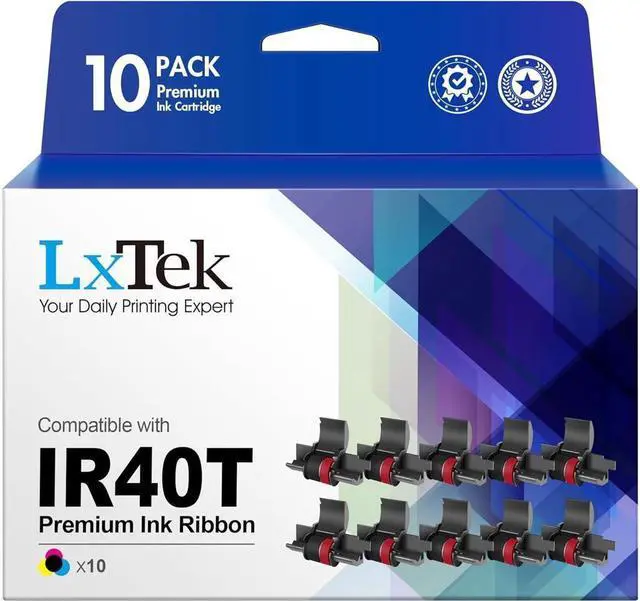 Main image of LxTek Replacement for IR40T IR-40T CP13 MP-12D Calculator Ink Roller Printer Ribbons use with, Sharp EL-1750V, EL-1801V (Black/red, 10-Pack, Individually Sealed)