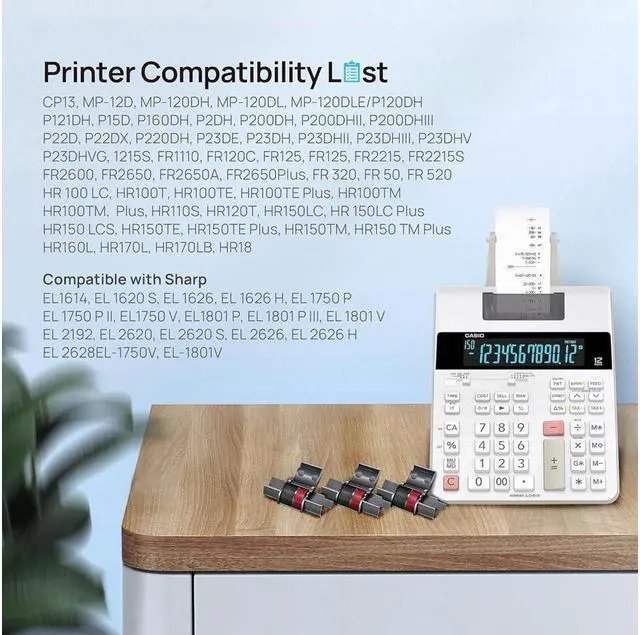 Alt view image 2 of 5 - LxTek Replacement for IR40T IR-40T CP13 MP-12D Calculator Ink Roller Printer Ribbons use with, Sharp EL-1750V, EL-1801V (Black/red, 10-Pack, Individually Sealed)