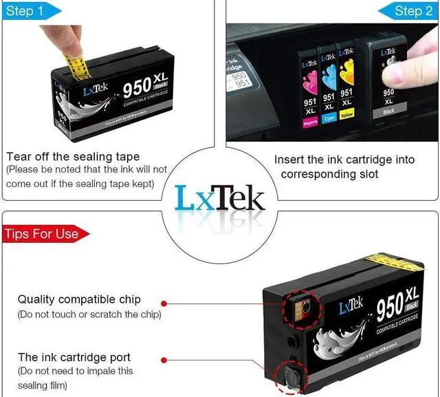 Alt view image 5 of 5 - LxTek Compatible Ink Cartridge Replacement for 950 950XL to compatible with OfficeJet PRO 8610 8600 8620 276dw 8630 251dw 8100 8615 8625 8640 8660 271dw Printers (High Yield,2 Black)