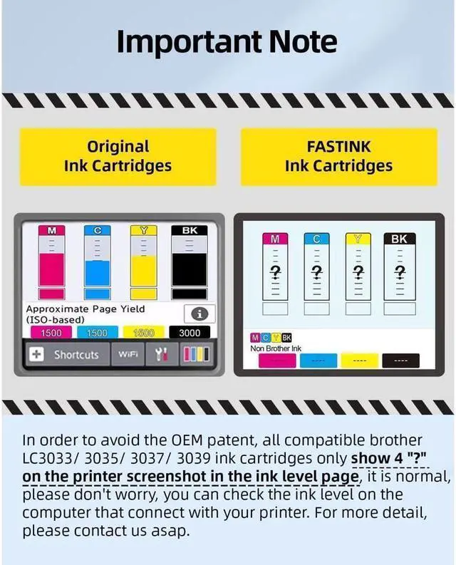 Alt view image 4 of 5 - LC3037 BK/C/M/Y Ink Cartridges,High Yield,4 Pack,Replacement for Brother LC3037 XXL, Work with Brother MFC-J5945DW MFC-J6945DW MFC-J5845DWXL MFC-J6545DWXL Printer,LC3037BK, LC3039BK, LC3039