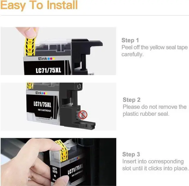 Alt view image 5 of 5 - E-Z Ink (TM Compatible Ink Cartridge Replacement for Brother LC-75 XL LC75 XL LC-71 XL LC71XL High Yield Compatible with MFC-J6510DW MFC-J6710DW MFC-J6910DW MFC-J280W MFC-J425W(Black,4 Pack)