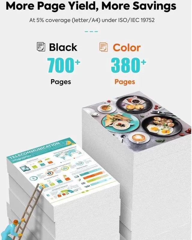Alt view image 2 of 5 - TESEN 67XL Remanufactured Ink Cartridge Replacement for 67XL 67 XL Use with DeskJet 2755e 2755 2723e 2722 4155e 4152e Plus 4122 Envy 6055e 6075 6455e 6458e Pro 6455 6475 (Combo Pack)