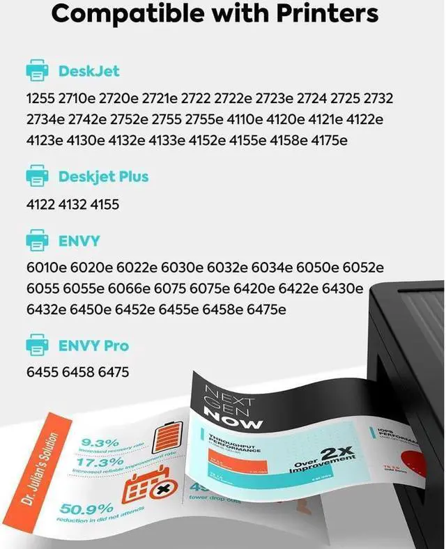 Alt view image 3 of 5 - TESEN 67XL Remanufactured Ink Cartridge Replacement for 67XL 67 XL Use with DeskJet 2755e 2755 2723e 2722 4155e 4152e Plus 4122 Envy 6055e 6075 6455e 6458e Pro 6455 6475 (Combo Pack)