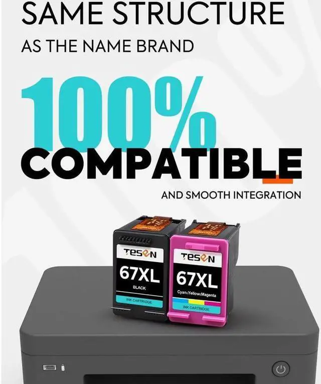 Alt view image 5 of 5 - TESEN 67XL Remanufactured Ink Cartridge Replacement for 67XL 67 XL Use with DeskJet 2755e 2755 2723e 2722 4155e 4152e Plus 4122 Envy 6055e 6075 6455e 6458e Pro 6455 6475 (Combo Pack)