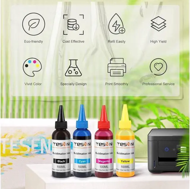 Alt view image 4 of 5 - TESEN Sublimation Ink Refill Kit Replacement for ET-2720 ET-2760 ET-4750 ET-4760 ET-15000 ET-3710 ET-2700 ET-2750 ET-3700 ET-3750 ET-7700 ET-7750 ET-4700 (4 Bottles) Tray Inkjet Printer Ink cartridges