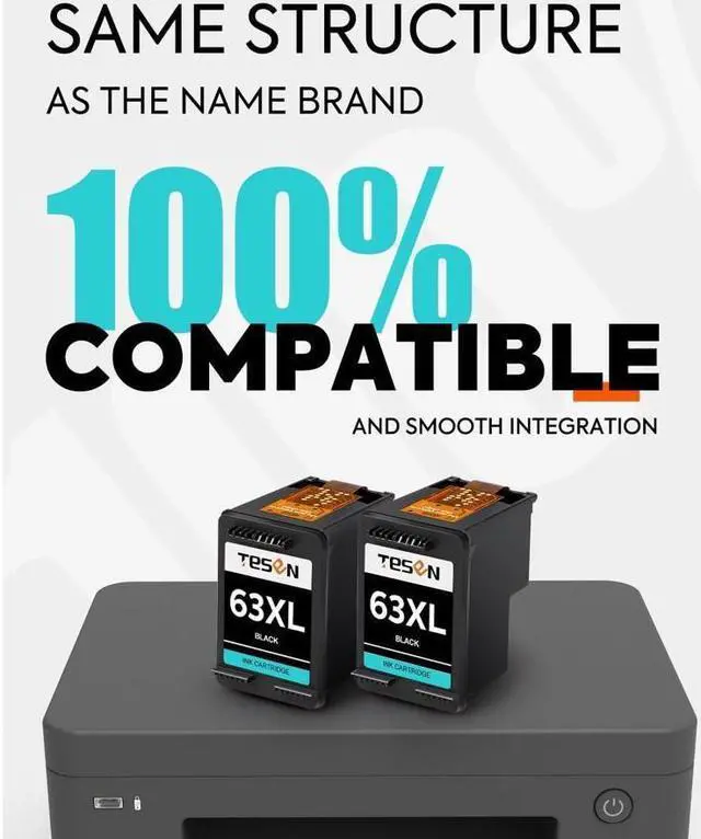 Alt view image 5 of 5 - TESEN 63XL Remanufactured 63XL Ink Cartridge Replacement for 63 XL 63XL to use with Envy 4520 4510 4513 Officejet 3830 4650 Deskjet 1110 11114 2130 AIO Series Printer(2 Black Combo) 700+ Pages