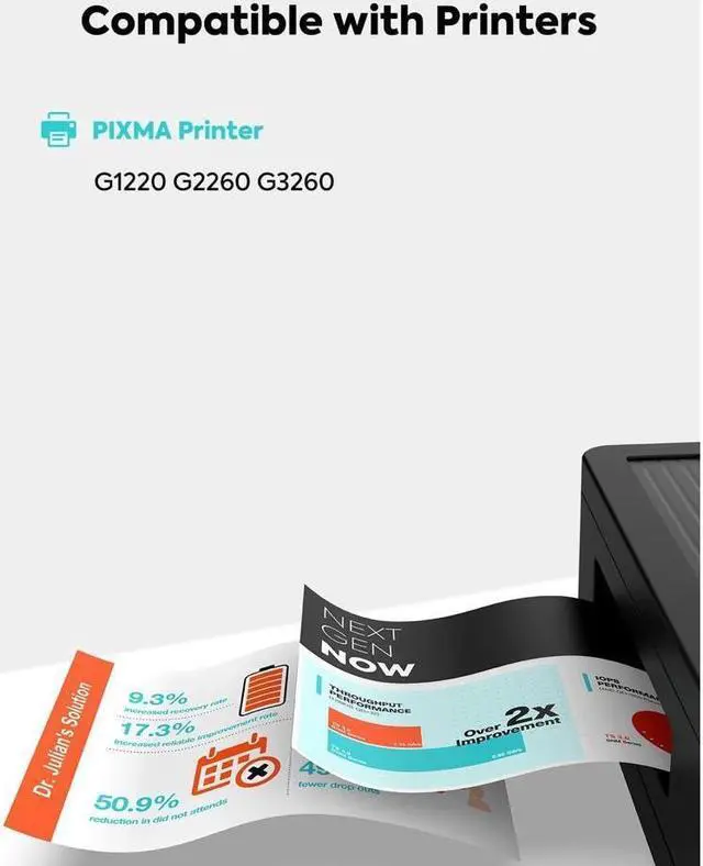 Alt view image 2 of 5 - TESEN GI21 Compatible Refill Ink Bottle Replacement for GI21 GI-21 Color Ink Kit for G1220 G2260 G3260 Printer 4-Pack Color