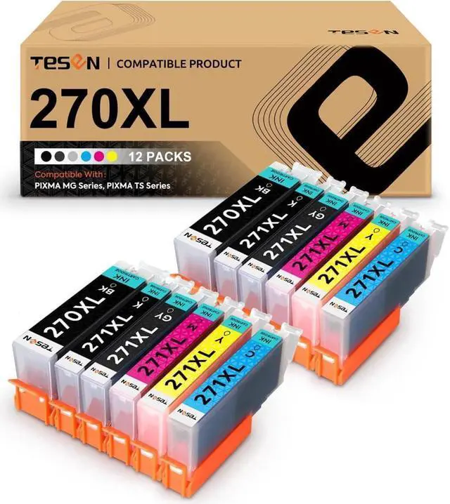 Main image of TESEN Compatible Ink Cartridge Replacement for 270 XL 271 XL PGI 270XL CLI 271XL with Gray Use with MG7720 TS7720 TS8020 Printer, 12 Pack Color Set