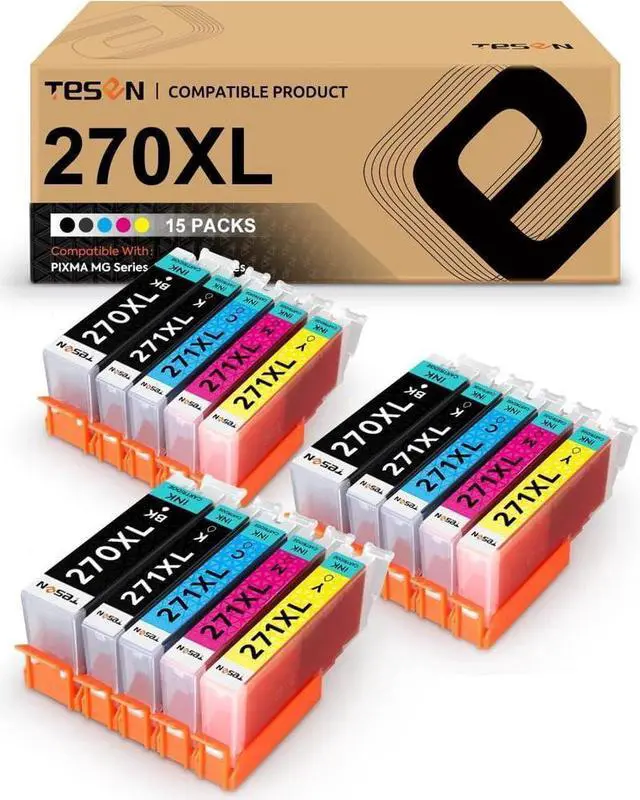 Main image of TESEN Compatible Ink Cartridge Replacement for 270 XL 271 XL PGI 270XL CLI 271XL Use with MG6822 MG5722 MG6821 TS6020 TS5020 MG2720 MGB5721 Printer, 15 Pack Color Set