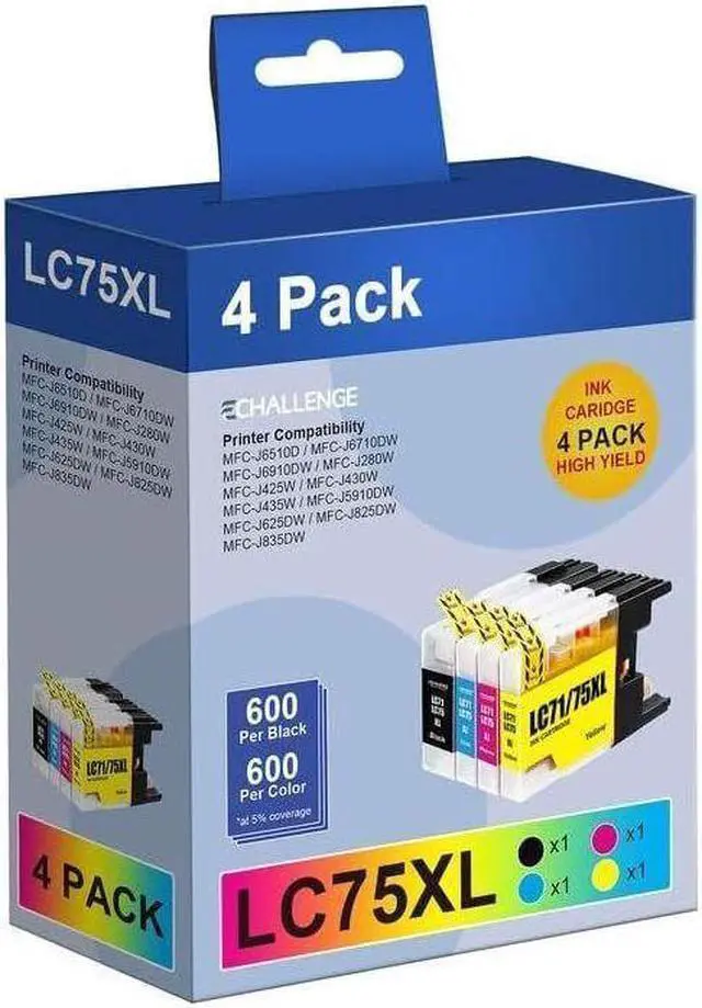 E-Z Ink (TM Compatible Ink Cartridge Replacement For Brother LC-75 XL LC75 XL LC-71 XL LC71XL High Yield Compatible With MFC-J6510DW MFC-J6710DW MFC-J6910DW MFC-J280W MFC-J425W(Black,4 Pack - Foto 3