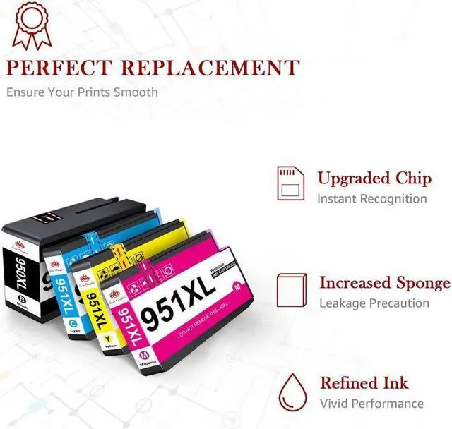Alt view image 2 of 5 - 5PK Ink Cartridges for 950XL 951XL OfficeJet Pro 8600 8100 8610 8620 8630