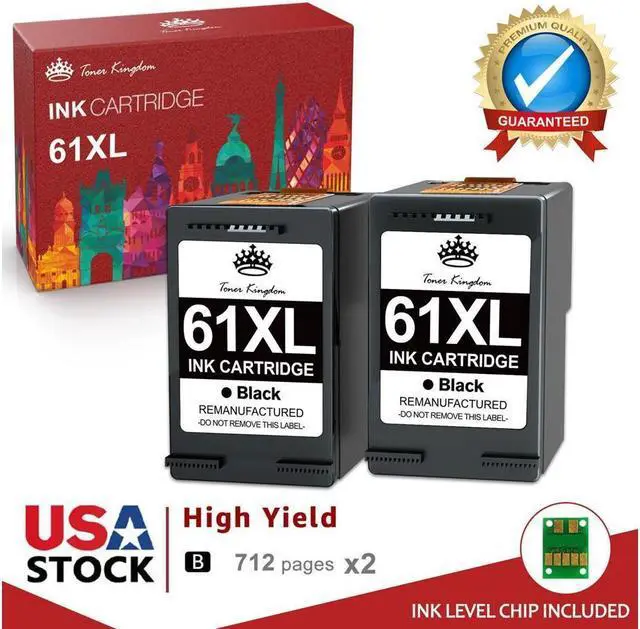 2Pc 61XL Black Ink Cartridge compatible with 61 OfficeJet 4630 4632 4635 8045