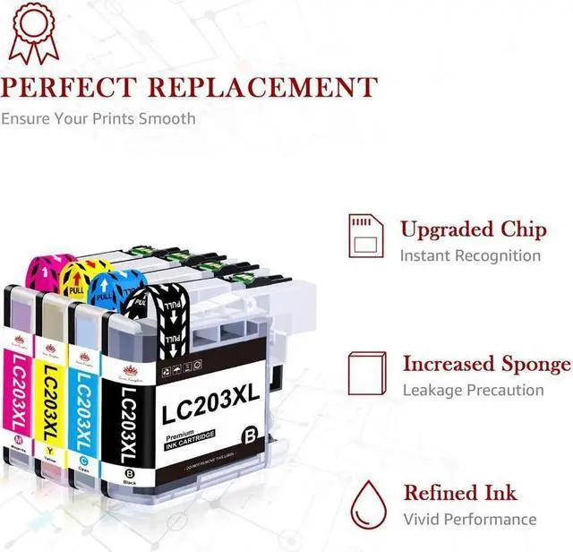 Alt view image 3 of 5 - 5x LC-203 LC203 XL Ink Combo For Brother MFC-J460dw MFC-J480dw MFC-J485dw LC201