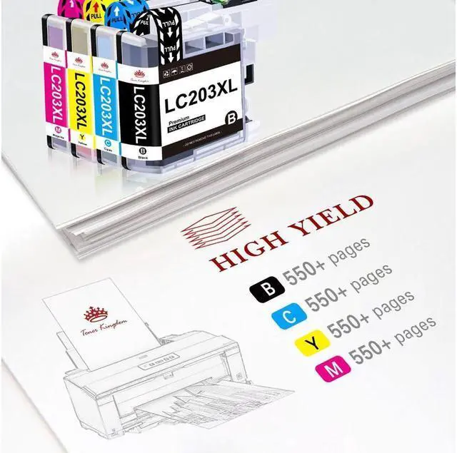 Alt view image 4 of 5 - 5x LC-203 LC203 XL Ink Combo For Brother MFC-J460dw MFC-J480dw MFC-J485dw LC201