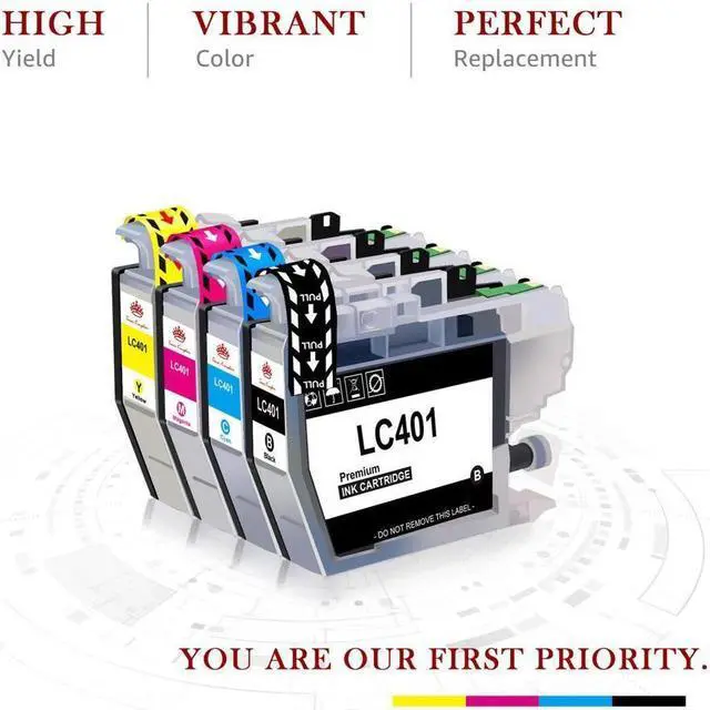 Alt view image 4 of 5 - 4pk LC401 LC-401 Ink Cartridges for Brother MFC-J1010DW MFC-J1012DW MFC-J1170DW