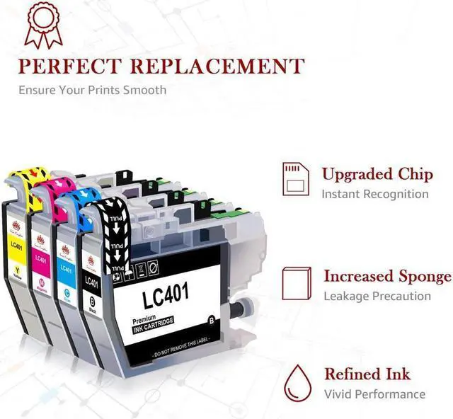 Alt view image 5 of 5 - 4pk LC401 LC-401 Ink Cartridges for Brother MFC-J1010DW MFC-J1012DW MFC-J1170DW