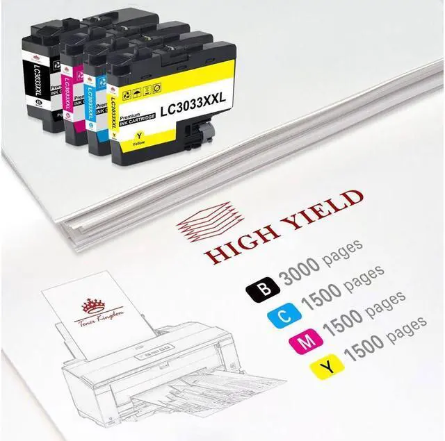 Alt view image 4 of 5 - 4 Pack LC3033 XXL Ink Cartridge for Brother LC3033 MFC-J995DW MFC-J805DW SET