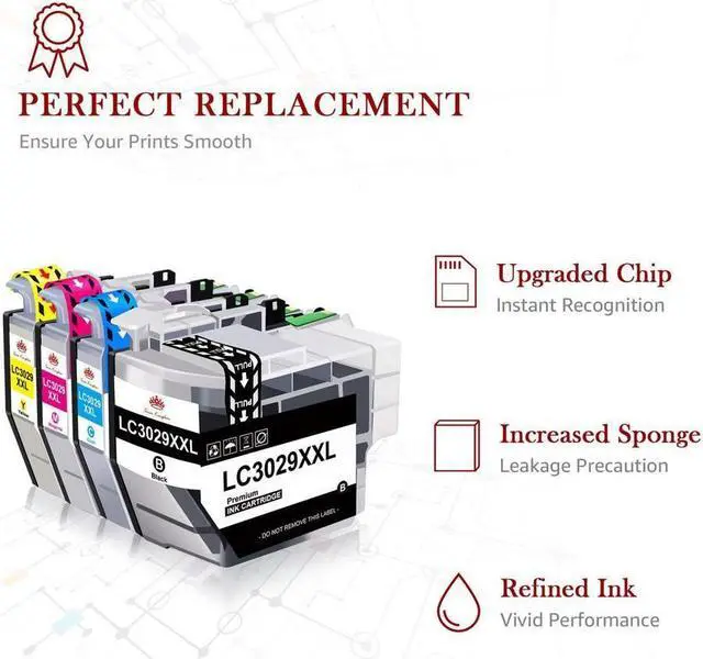 Alt view image 2 of 5 - 4PK LC3029 XXL Ink Cartridges For Brother MFC-J5830DW MFC-J6535DW MFC-J5930DW