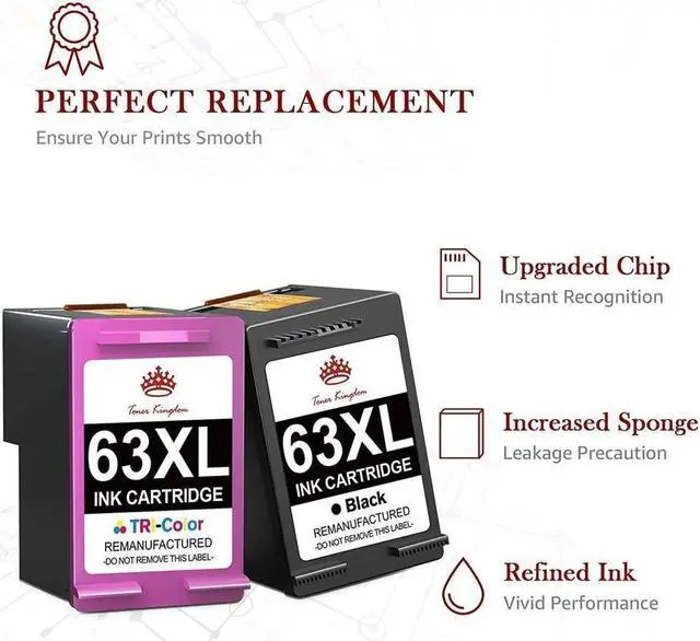 Alt view image 2 of 5 - 3x 63XL Ink Cartridge for Envy 4512 4516 4520 4522 OfficeJet 3830 4650 5255