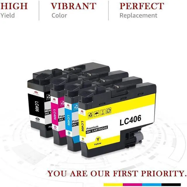 Alt view image 2 of 5 - Compatible LC406 406XL Ink Cartridge for Brother MFC J5855DW J5955DW - 4 Pack