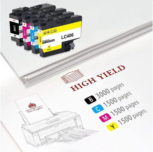 Alt view image 5 of 5 - Compatible LC406 406XL Ink Cartridge for Brother MFC J5855DW J5955DW - 4 Pack