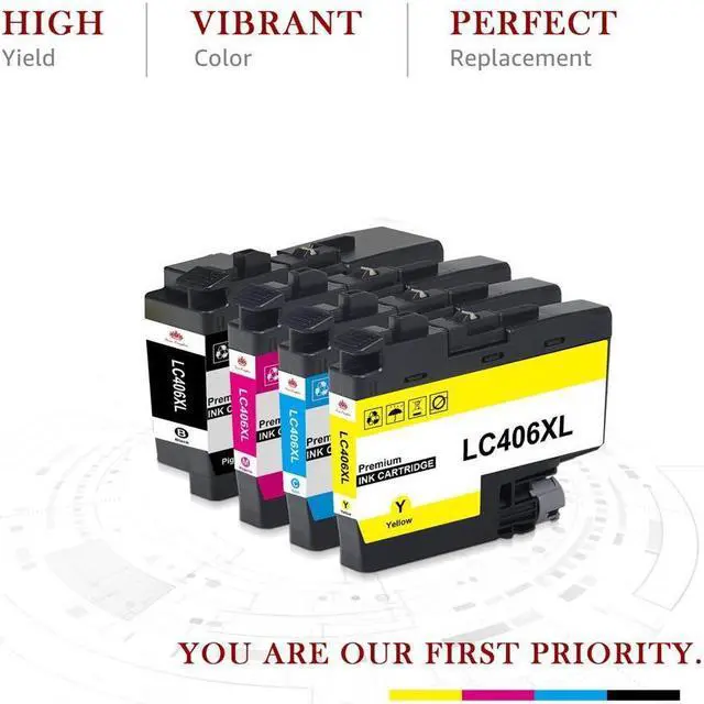 Alt view image 4 of 5 - 4 Pack Compatible LC 406 XL LC-406XL Extra Capacity Ink Cartridge for Brother