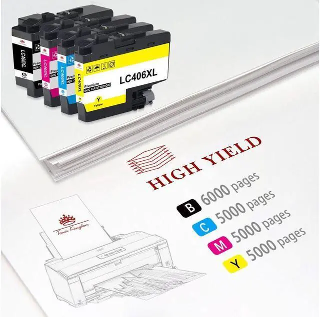 Alt view image 5 of 5 - 4 Pack Compatible LC 406 XL LC-406XL Extra Capacity Ink Cartridge for Brother