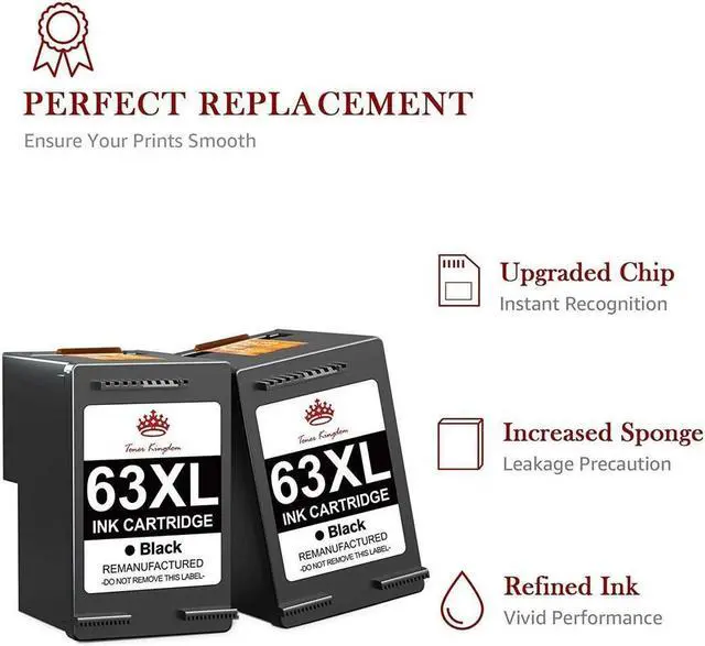 Alt view image 4 of 5 - 2x 63XL Black Ink Cartridge for Officejet 3830 4650 5258 5255 5252 5260 5212